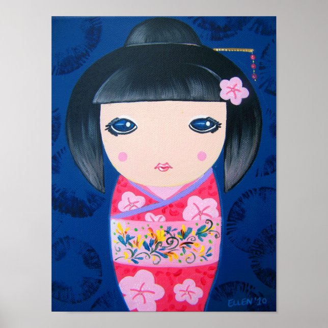 Póster Boneca Kokeshi - Harumi (Frente)
