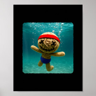 Poster Boneca Voodoo Mergulhando Debaixo d'Água Oceano Na