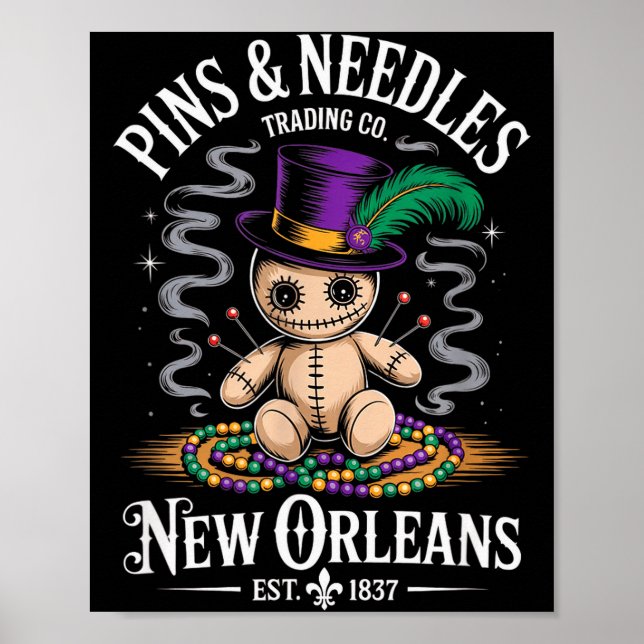 Poster Boneca Voodoo Mística Nova Orleans Ns e Agulhas Ar (Frente)