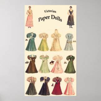 Póster Bonecas de papel Vintage, 2 de 2, Fundo Cream