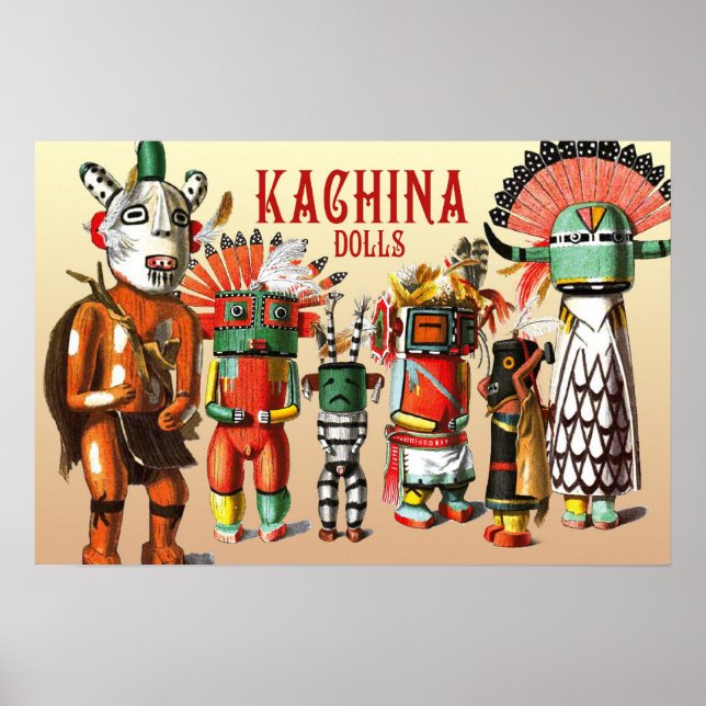 Póster Bonecas Kachina da Tribo Americana Nativa Hopi (Frente)