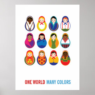 Poster Bonecas multiculturais do assentamento um mundo
