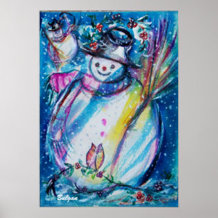 PÓSTER BONECO DE NEVE COM CORUJA