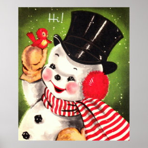 Poster Boneco de neve com pássaro