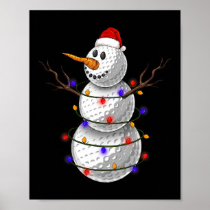 Poster Boneco de Neve de Bola de Golfe Luzes de Natal Bon