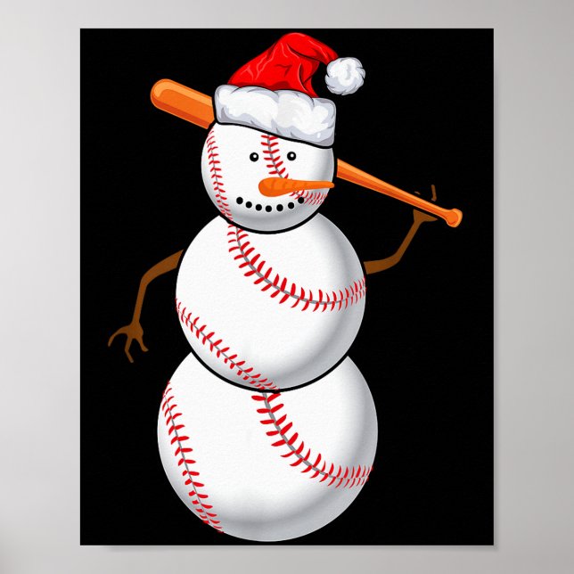 Poster Boneco de Neve de Fã de Beisebol Presente Divertid (Frente)