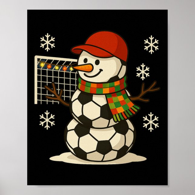 Poster Boneco de Neve de Futebol Natal Divertido Natal Bo (Frente)