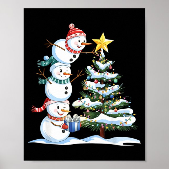 Poster Boneco de Neve de Natal Árvore de Natal Boneco de  (Frente)