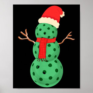 Poster Boneco de neve de pickleball - natal engraçado de