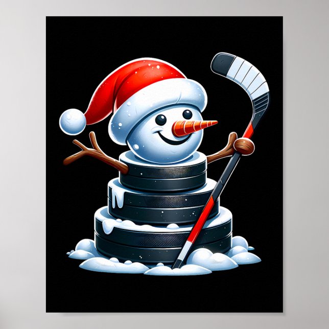 Poster Boneco de Neve Disco de Hóquei no Gelo de Desenho  (Frente)