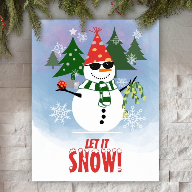Poster Boneco de Neve Divertido Deixe Nevar Cartaz de Nat (Criador carregado)
