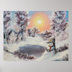 Póster Boneco de neve em linha