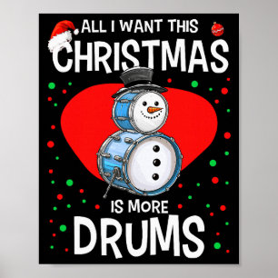 Poster Boneco de Neve Engraçado de Natal Bateria Percussã
