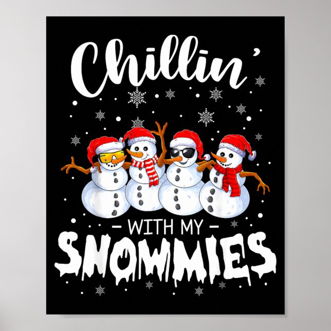 Poster Boneco de Neve Engraçado Natal Relaxando Com Meus  (Frente)