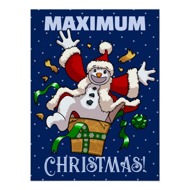Póster Boneco de Neve Engraçado Surpresa Máxima de Natal  (Frente)