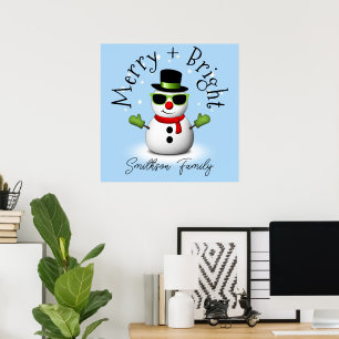 Poster Boneco de Neve Legal Alegre Natal Personalizado Fa