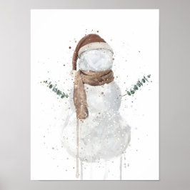 Poster Boneco de Neve Presente de Natal