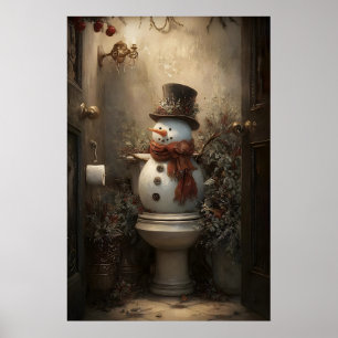 Poster Bonecos de Neve de Natal no Banheiro Impressão, In