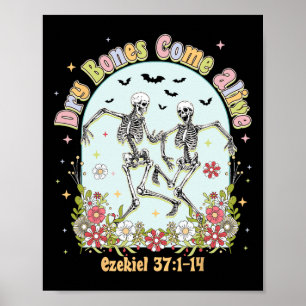 Poster Bones Secos Vêm Vivos Esqueleto Dançando Christian