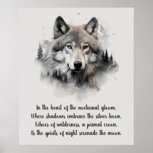 Poster Bonita Cabeça de Lobo e Poema