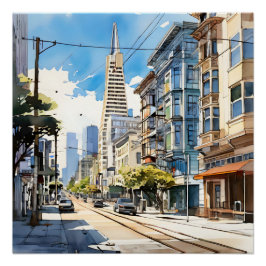 Póster Bonita caneta e esboço de tinta em São Francisco