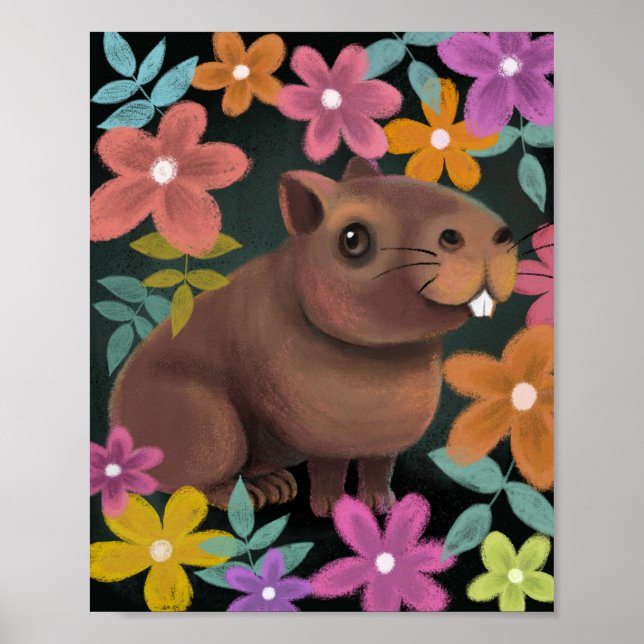 Poster Bonita Capybara Impressão. (Frente)