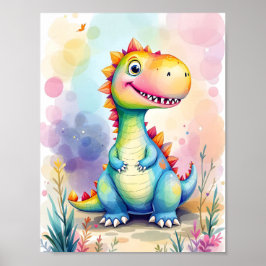 Poster Bonita Cartoon Rainbow Dinossaur Kids