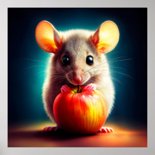 Poster Bonita comida de maçã vermelha de pelúcia de fanta
