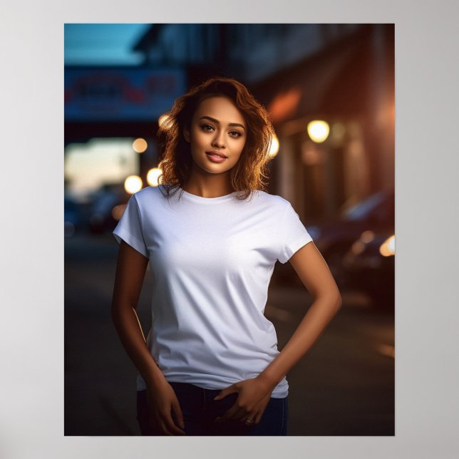 Poster Bonita e adorável modelo de mulher cabeleira (Frente)