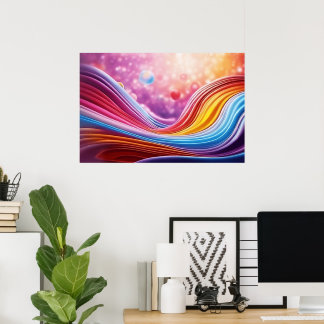 Poster Bonita e Colorida Wavy Lines Design