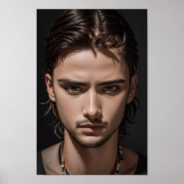 Poster Bonita e séria cara asiática.