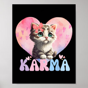 Poster Bonita Engraçada Gato Povoado Formas Cardíacas Hom