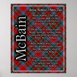 Póster Bonita Escócia Eu Te Adoro Clan McBain Tartan