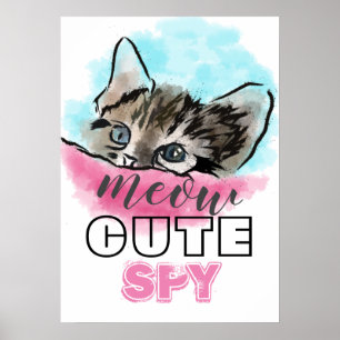 Poster "BONITA ESPIÃO"   Gatinho Engraçado, Rosa Azul