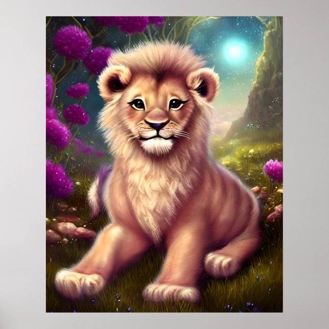 Poster Bonita Fantasia Cute Kawaii Lion Cub (Frente)