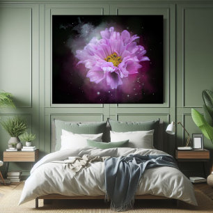 Poster Bonita Flor Rosa Minimalista