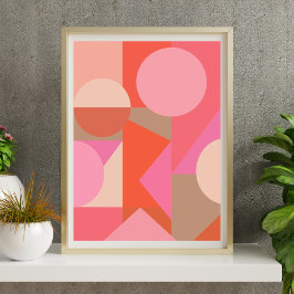 Poster Bonita Forma Geométrica Cor-de-rosa Laranja Parede