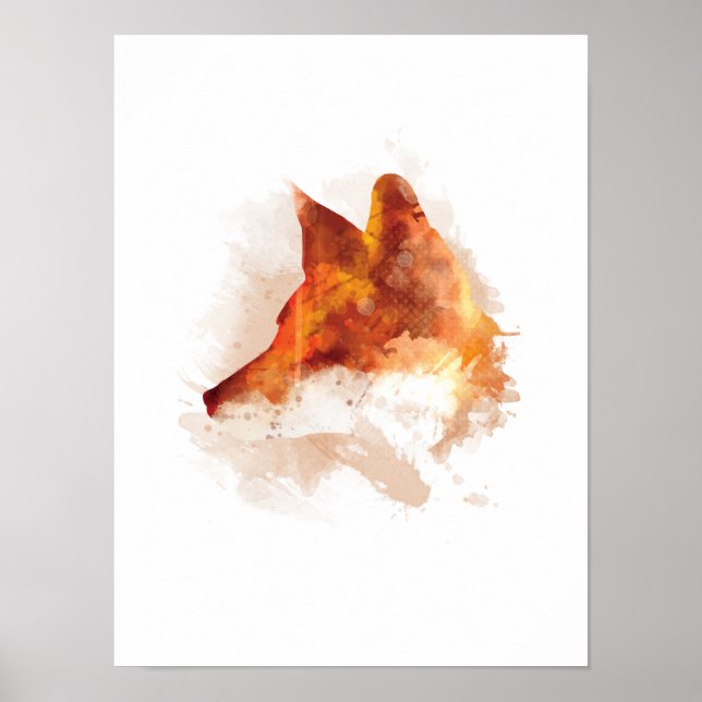 Poster Bonita Fox Watercolor Design (Frente)