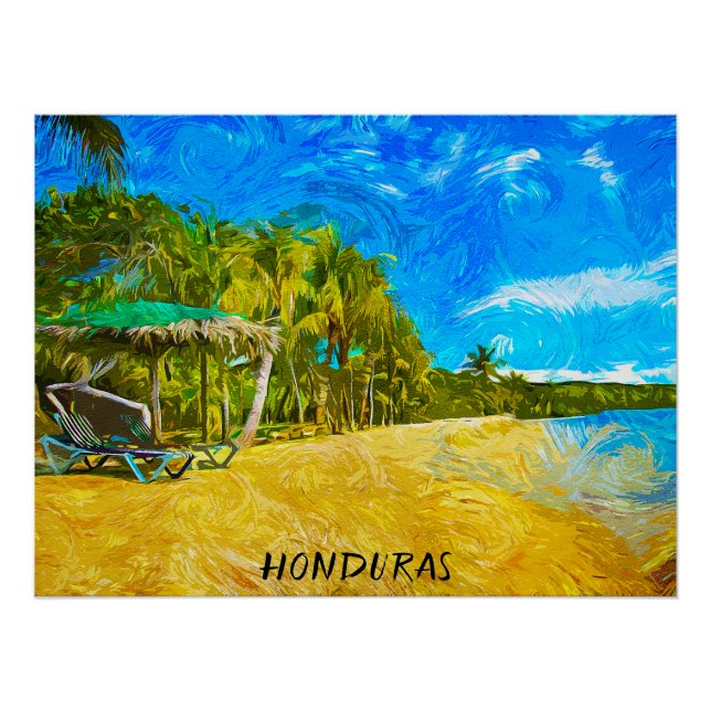 Póster Bonita Honduras Ocean View Oil Paint (Frente)