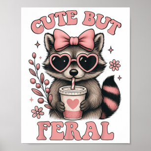 Poster Bonita, Mas Feral Raccoon Sungles Engraçado Memóri