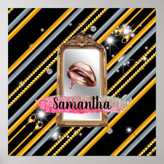 Poster Bonita Menina Dotada Personalizada para Chic Elega