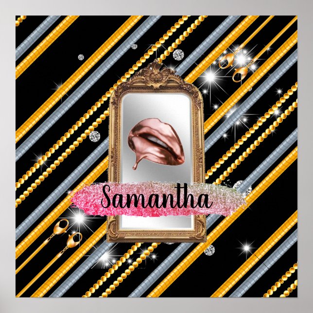 Poster Bonita Menina Dotada Personalizada para Chic Elega (Frente)
