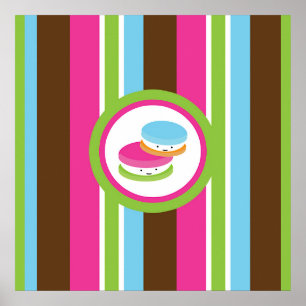 Póster Bonita padaria colorida Macaroons diversão Strike