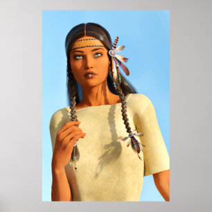 Poster Bonita roupa de Indígenas de mulher nativa america