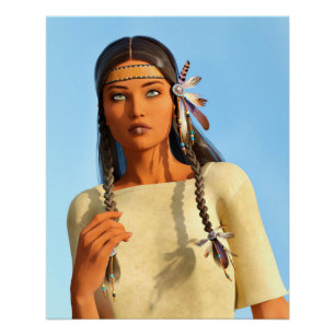 Póster Bonita roupa de Indígenas de mulher nativa america
