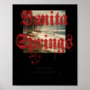 Poster Bonita Springs Flórida Fl Tatuagem Vintage Praia S