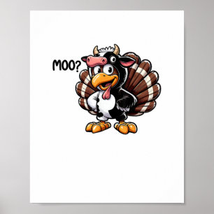Poster Bonita Turquia Moo Falso Cabeça De Vaca Engraçada 