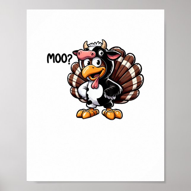 Poster Bonita Turquia Moo Falso Cabeça De Vaca Engraçada  (Frente)