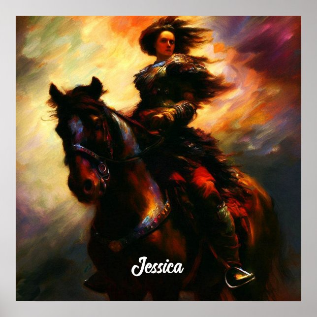 Poster Bonita Valquíria em Horseback (Frente)