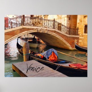 Poster Bonita Veneza Itália Canal Boat Viagem